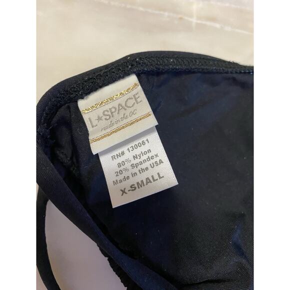 L Space 'Hippie Chic' Macramé Back Tie Front Black Bikini Top Size XS - Picture 5 of 5